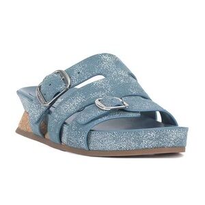 NEW Vince Camuto Freoda Splashed Suede Buckle Slide Sandals